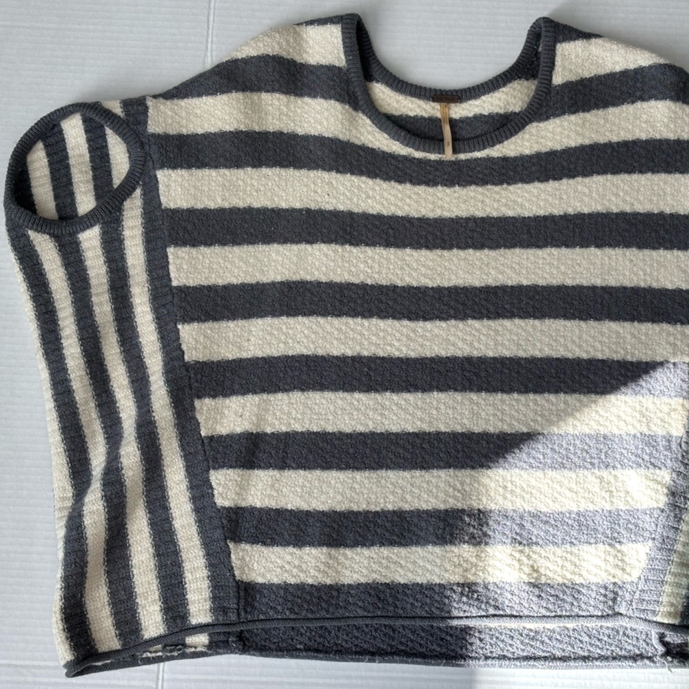 Free People Gray and Cream Knit Vest